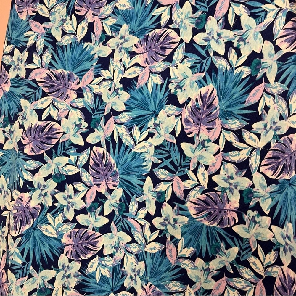 J Jill Floral Mini Skirt Blue Purple Elastic Waist Pull On Pockets Sz Medium - Picture 3 of 4